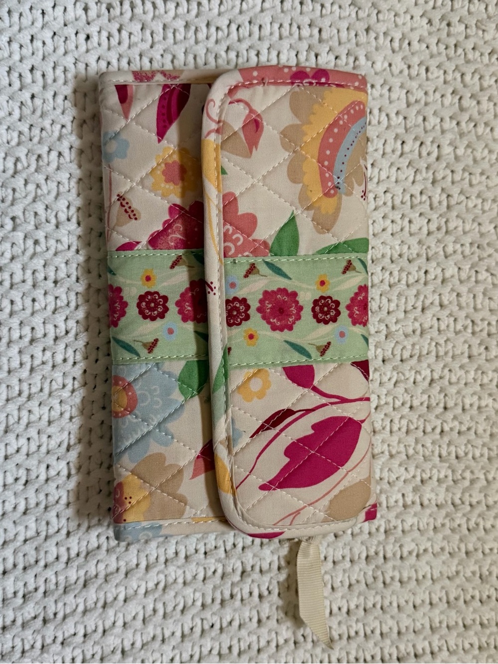 Quilted Floral Kids Seat Belt Shoulder Pads in Pink & Green